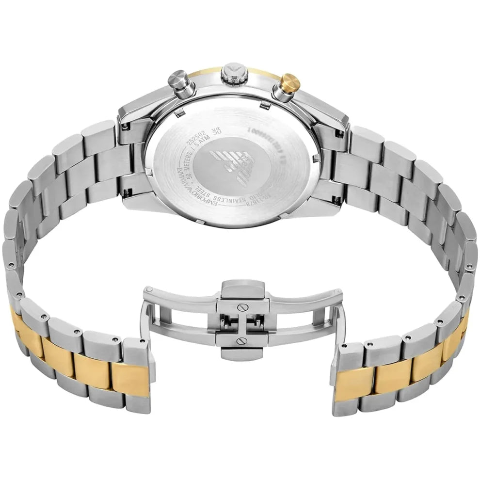 Emporio Armani Racer Chronograph Watch for Men AR11678 – Black Dial, Two-Tone Stainless Steel