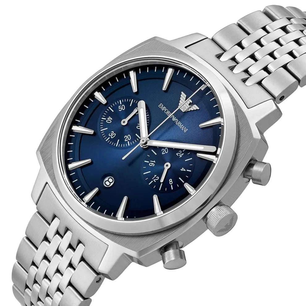 Emporio Armani Carlo Men’s Watch AR11688 – Blue Dial & Silver Stainless Steel Strap