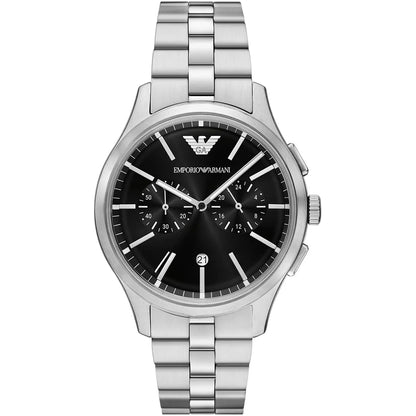 Emporio Armani Dario Men's Watch AR11691 – Black Dial Chronograph & Silver Stainless Steel Strap 42mm