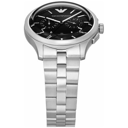 Emporio Armani Dario Men's Watch AR11691 – Black Dial Chronograph & Silver Stainless Steel Strap 42mm