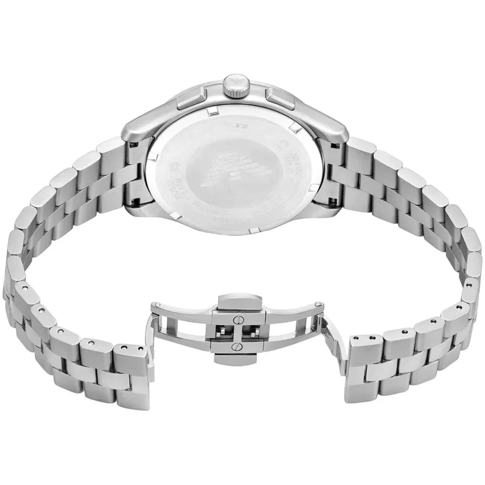 Emporio Armani Dario Men's Watch AR11691 – Black Dial Chronograph & Silver Stainless Steel Strap 42mm
