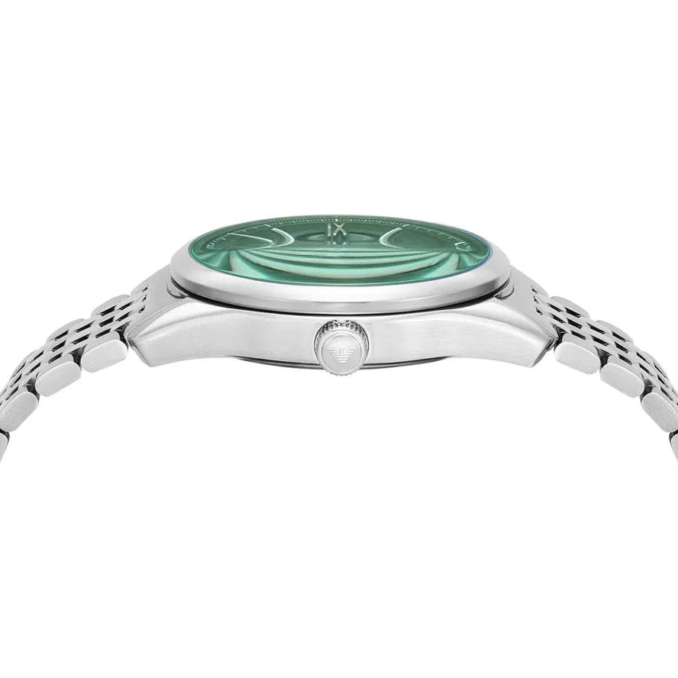 Emporio Armani Antonio Men's Watch AR60091 – Green Dial Automatic & Silver Stainless Steel Strap 43mm