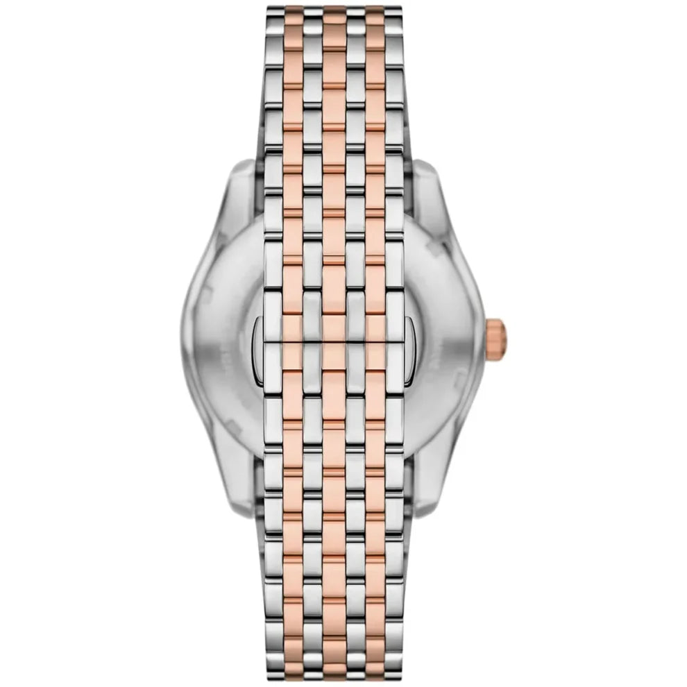 Emporio Armani Antonio Men's Watch AR60092 – Skeleton White Dial Automatic & Two-Tone Stainless Steel Strap 43mm