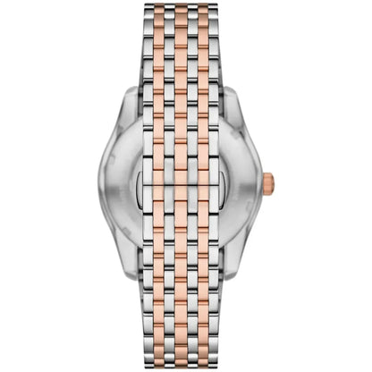 Emporio Armani Antonio Men's Watch AR60092 – Skeleton White Dial Automatic & Two-Tone Stainless Steel Strap 43mm