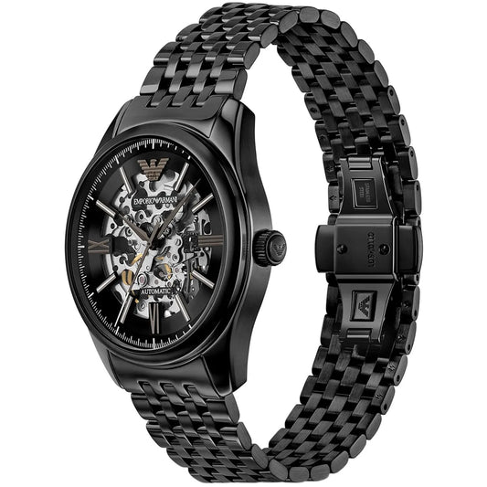 Emporio Armani Antonio Men's Watch AR60093 – Black Dial Automatic & Black Stainless Steel Strap 43mm