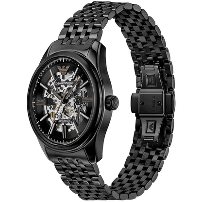 Emporio Armani Antonio Men's Watch AR60093 – Black Dial Automatic & Black Stainless Steel Strap 43mm