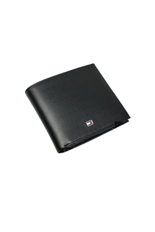 Tommy Hilfiger Wallet is a one to face solid style covered in light/black leather image 2