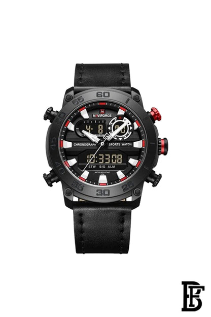 Naviforce NF9235 B/W/B  Men's Analog Leather Watch image 0