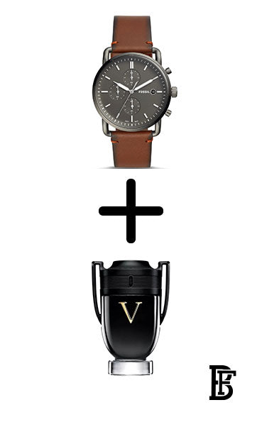 FOSSIL FS5523 Men's The Commuter Collection Water Resistant Chronograph Watch - 42 mm - Brown + Gift perfume tester 30 ml image 1