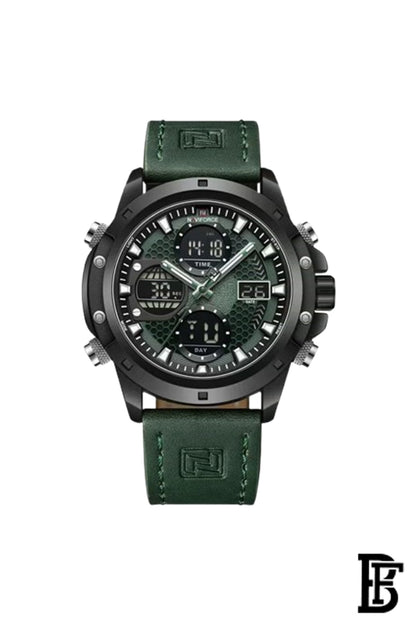 Naviforce NF9225 B/GN/GN   Men's Analog Leather Watch image 0
