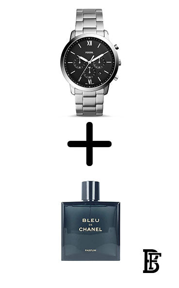 FOSSIL FS5384 Men's Analog Round Wrist Watch With Stainless Steel Strap  + Gift perfume tester 30 ml image 1