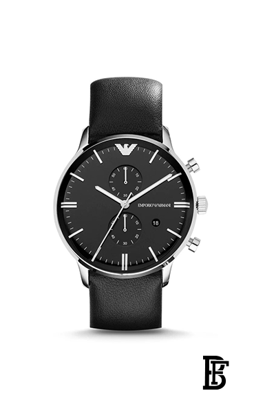 EMPORIO ARMANI Men's Leather Chronograph Buckle Watch AR0397 image 0