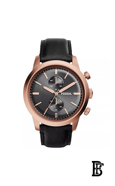 FOSSIL Men's Leather Chronograph Wrist Watch FS5097 + Gift perfume tester 30 ml image 2