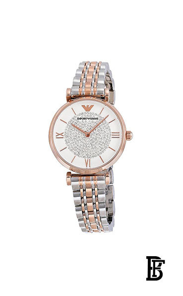 EMPORIO ARMANI Women's Gianni T-Bar Water Resistant Analog Watch AR1926 - 32 mm - Silver/Gold + Gift perfume Tester 30 ml image 2