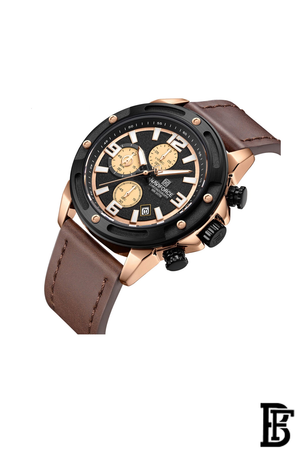 NAVIFORCE NF 8074 RGRGBN  Leather Analog Wrist Watch image 2