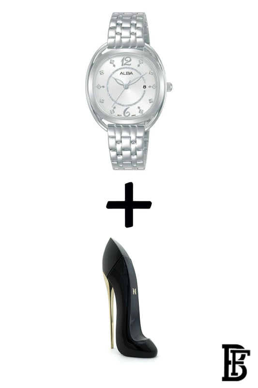 Alba AH7BH5X Women's  Stainless Steel Quartz Analog Wrist Watch + Gift perfume tester 30 ml Warranty from Elaraby Group image 1