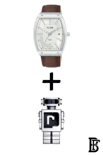 Alba AG8N23X Men's Leather Quartz Analog Wrist Watch  + Gift perfume tester 30 ml Warranty from Elaraby Group image 0