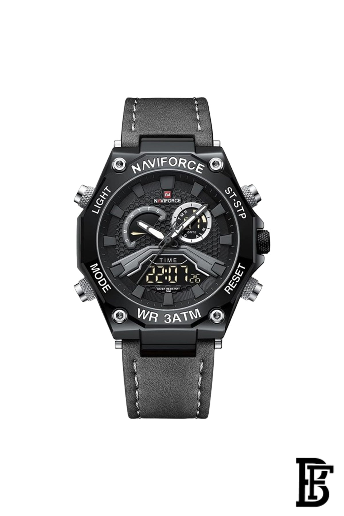Naviforce NF9220 B/GY/GY     Men's Analog Leather Watch image 1