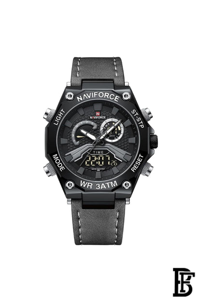 Naviforce NF9220 B/GY/GY     Men's Analog Leather Watch image 1