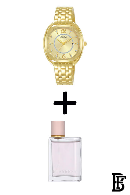 Alba AH7BG4X Women's  Stainless Steel Quartz Analog Wrist Watch + Gift perfume tester 30 ml Warranty from Elaraby Group image 1
