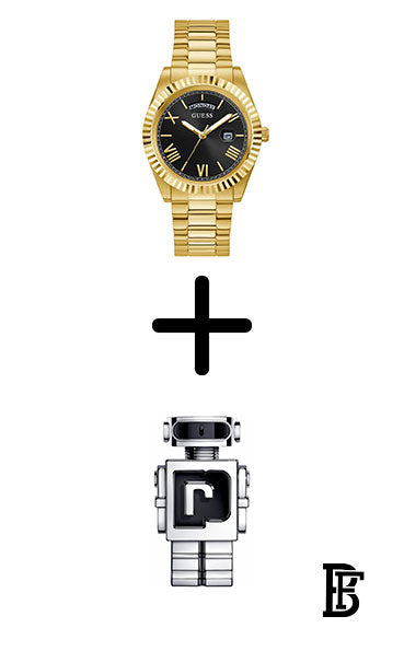 Guess GW0265G3 US Men's Connoisseur Gold-Tone and Black Analog Watch, one  + Gift perfume tester 30 ml image 1