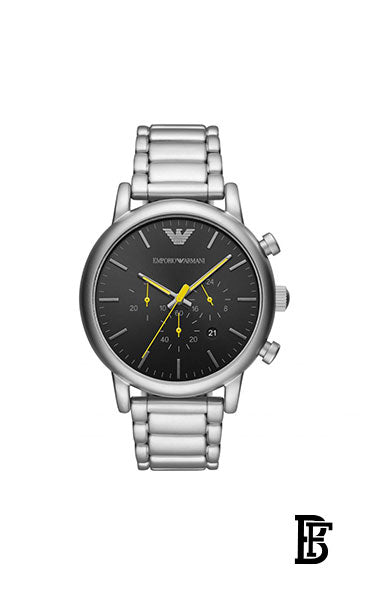 EMPORIO ARMANI Men's Luigi Chronograph Watch AR11324 - 46 mm - Silver + Gift perfume Tester 30 ml image 2