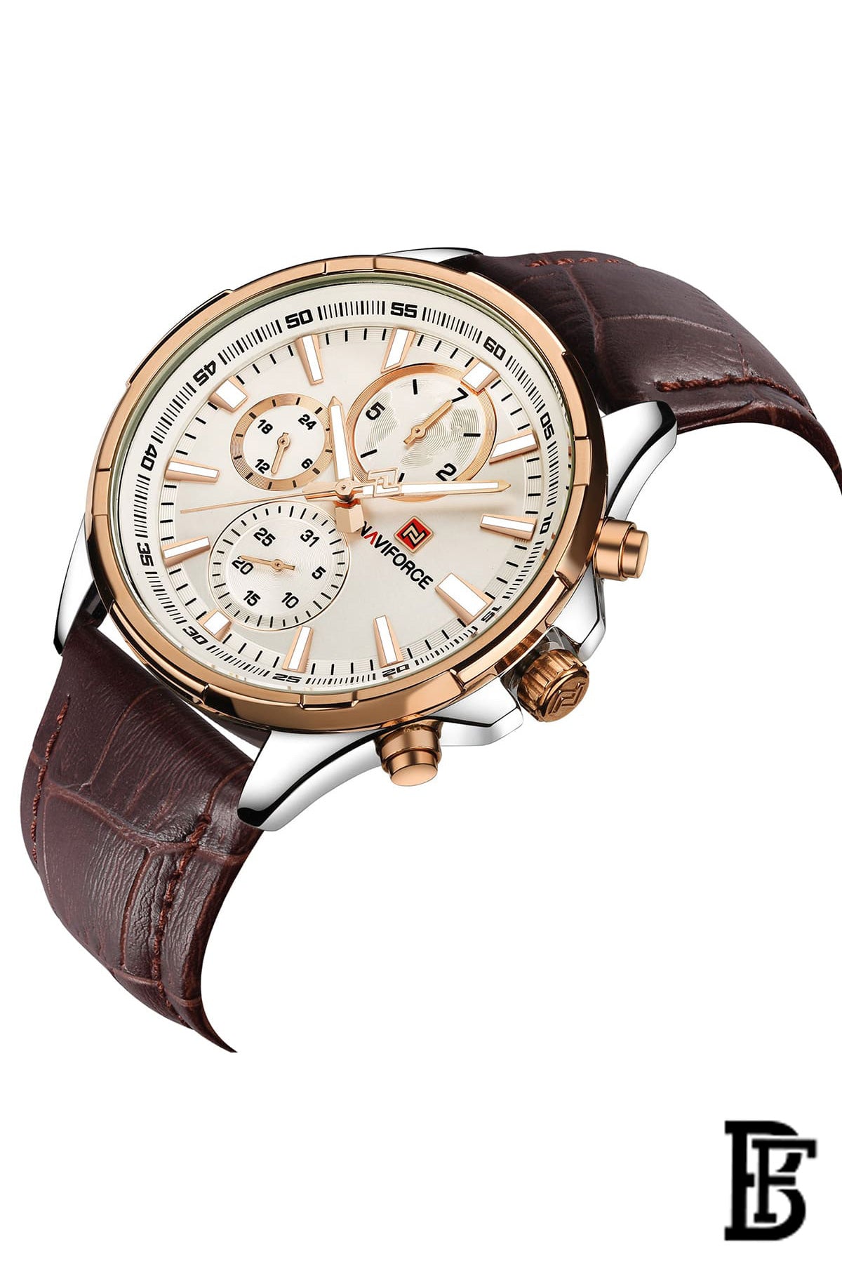 Naviforce Men's Silver Dial Watch - NF9089 RGW + Free Leather Strap image 5