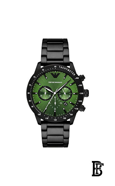 EMPORIO ARMANI Men's Mario Stainless Steel Chronograph Wrist Watch AR11472 - 43mm - Black + Gift perfume tester 30 ml image 2