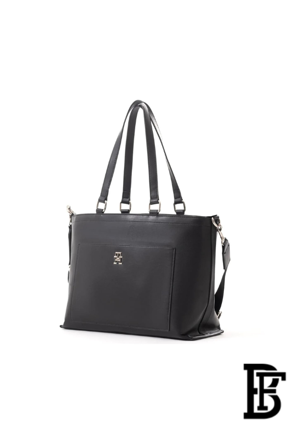 Tommy Hilfiger Black Leather Women Tote Bag – Elegant Everyday Handbag image 3