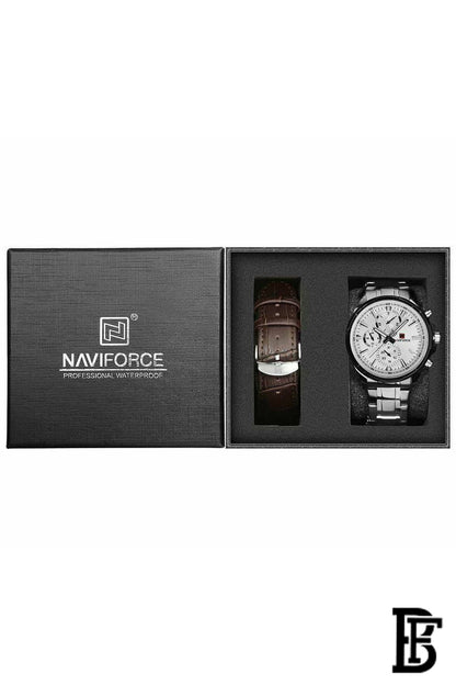 Naviforce Men's white Dial Watch - NF9089 SW +Free Leather Strap image 1