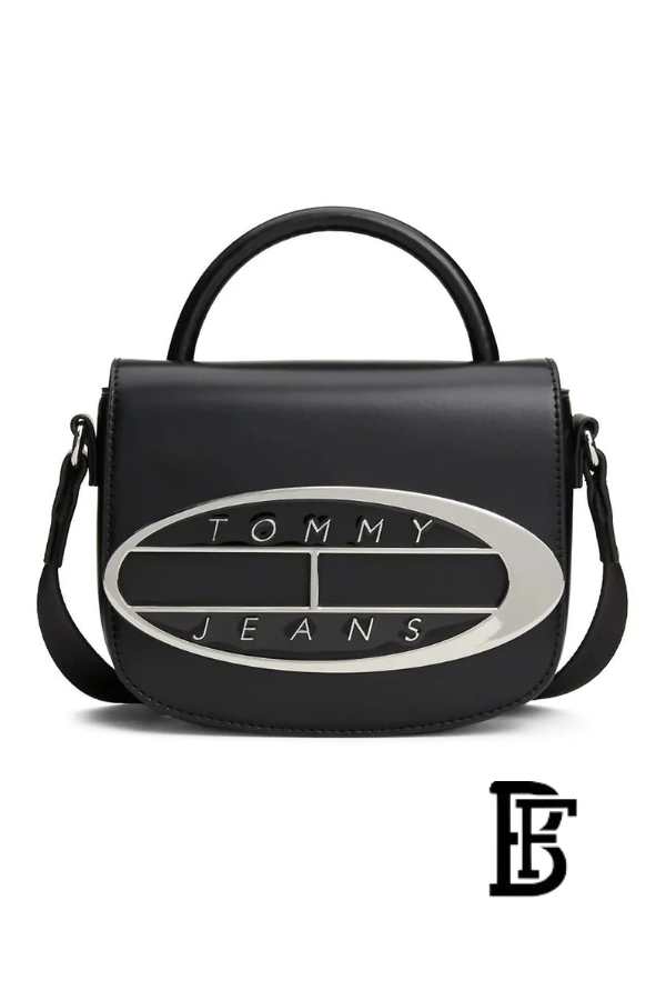 Tommy Hilfiger Black Leather Women Handbag Aw0Aw15811 – Elegant Everyday Shoulder Bag image 0