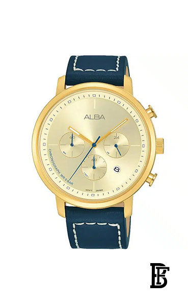 Alba AT3D60X Men's Leather Quartz  Analog Wrist Watch   Warranty from Elaraby Group image 1