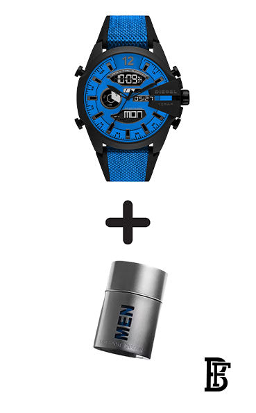DIESEL Men's Mega Chief Water Resistance Silicone Digital/Analog Watch DZ4550 + Gift perfume Tester 30 ml image 1