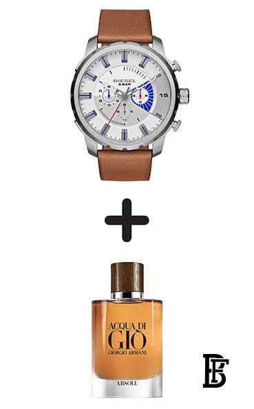 DIESEL men Leather Analog Wrist Watch DZ4357 + Gift perfume Tester 30 ml image 0