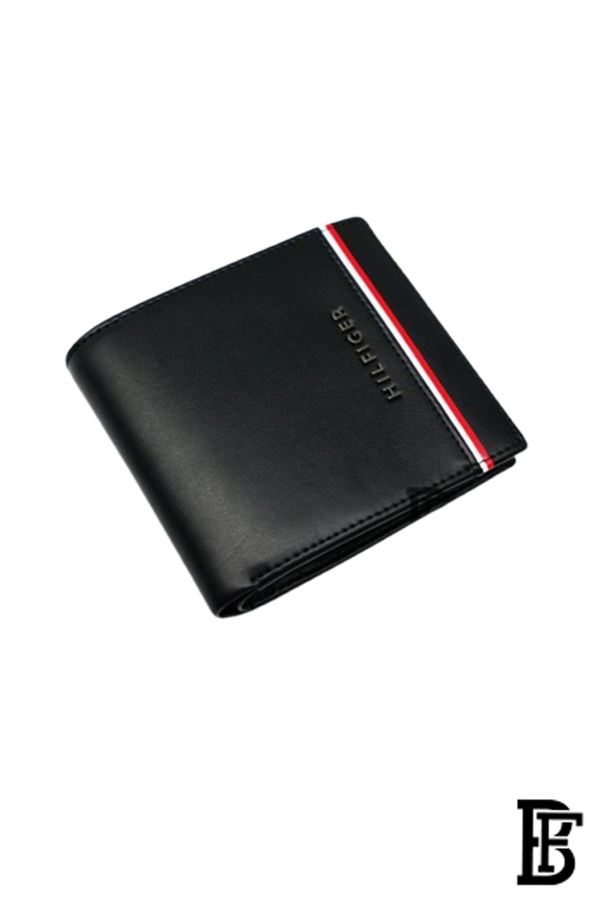 Tommy Hilfiger wallet is a one to face solid style covered in light/black leather image 2