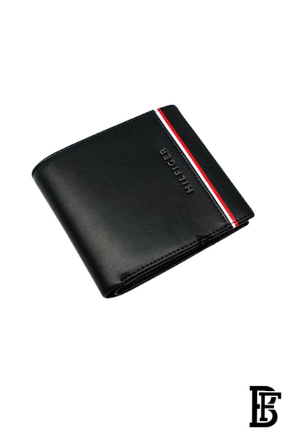Tommy Hilfiger wallet is a one to face solid style covered in light/black leather image 2