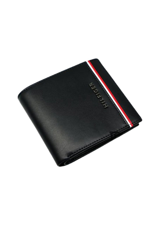 Tommy Hilfiger wallet is a one to face solid style covered in light/black leather image 2