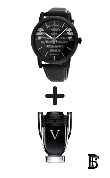EMPORIO ARMANI Men's Luigi Water Resistance Leather Analog Watch AR60032 - 43 mm - Black + Gift perfume Tester 30 ml image 0
