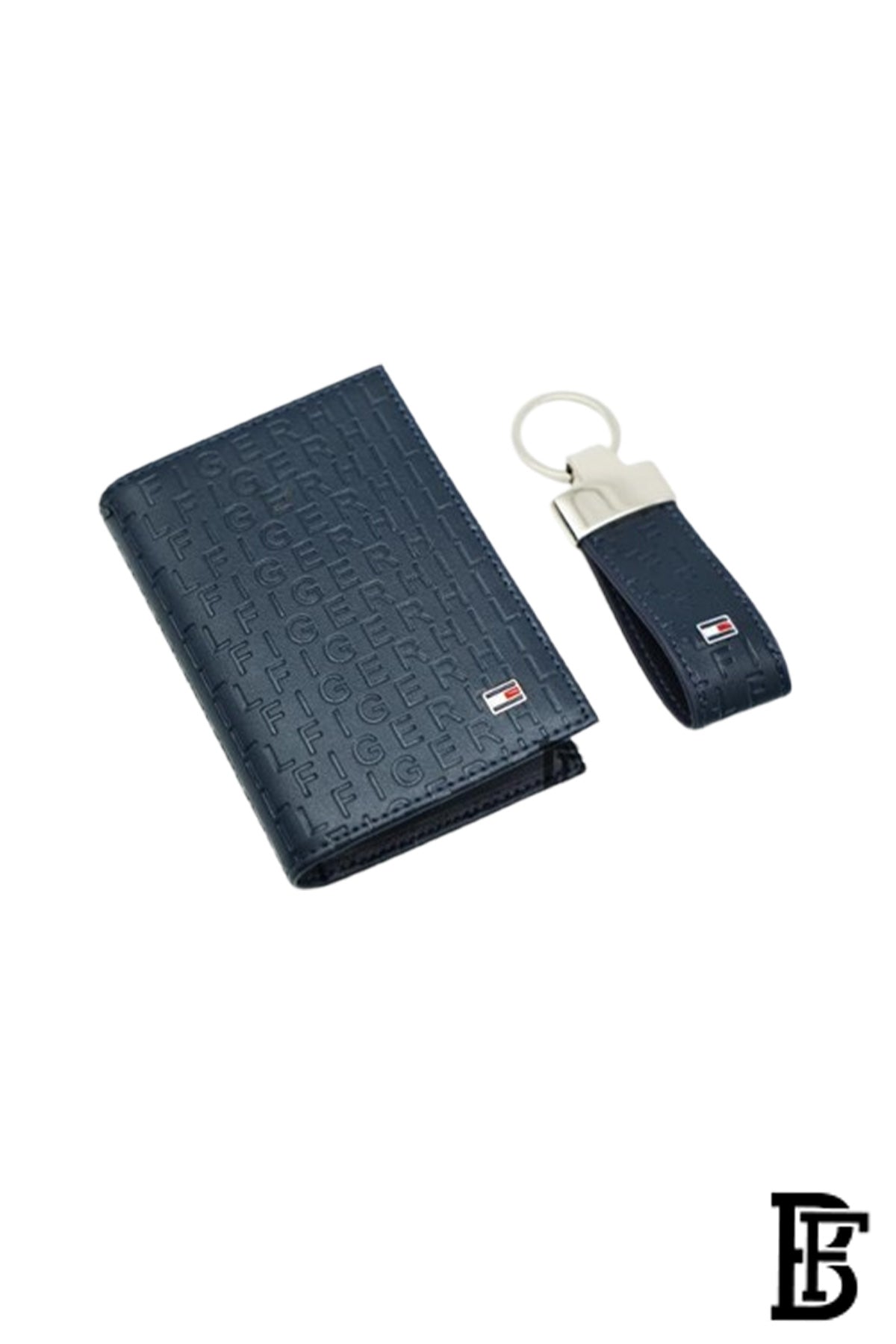 Tommy Hilfiger Salto Men Leather Gift Set of Wallet+Card Case+Keyfob - blue/blue+blue/blue image 2