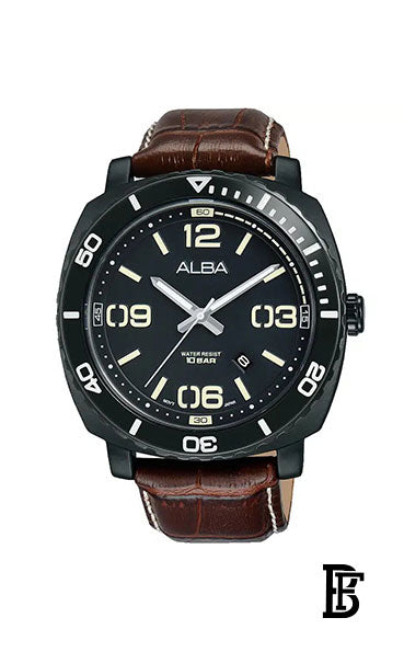 Alba AG8H95X Men's Leather Quartz  Analog Wrist Watch     Warranty from Elaraby Group image 1