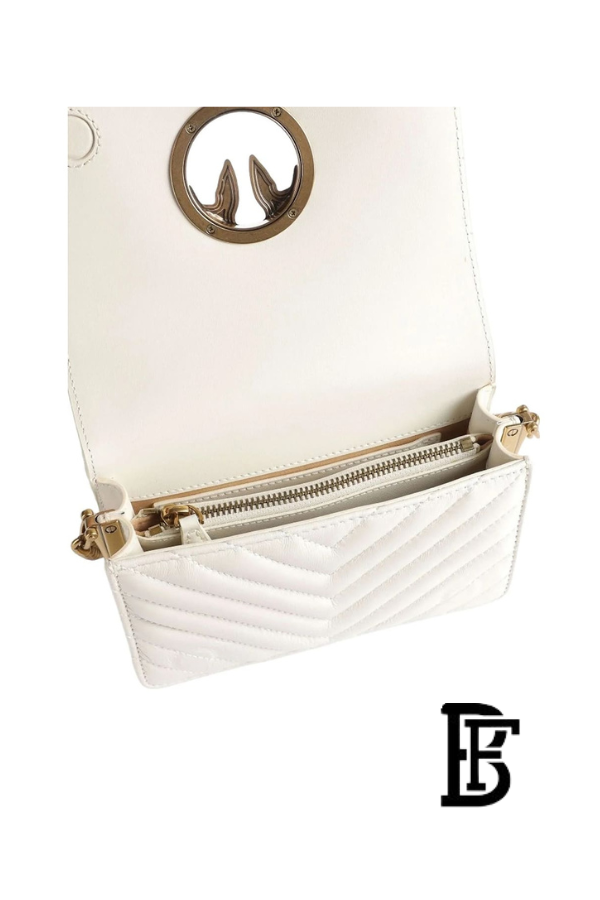 Pinko  White  Leather Women Handbag 100063A0Gk Z14Q – Elegant Everyday Shoulder Bag image 4