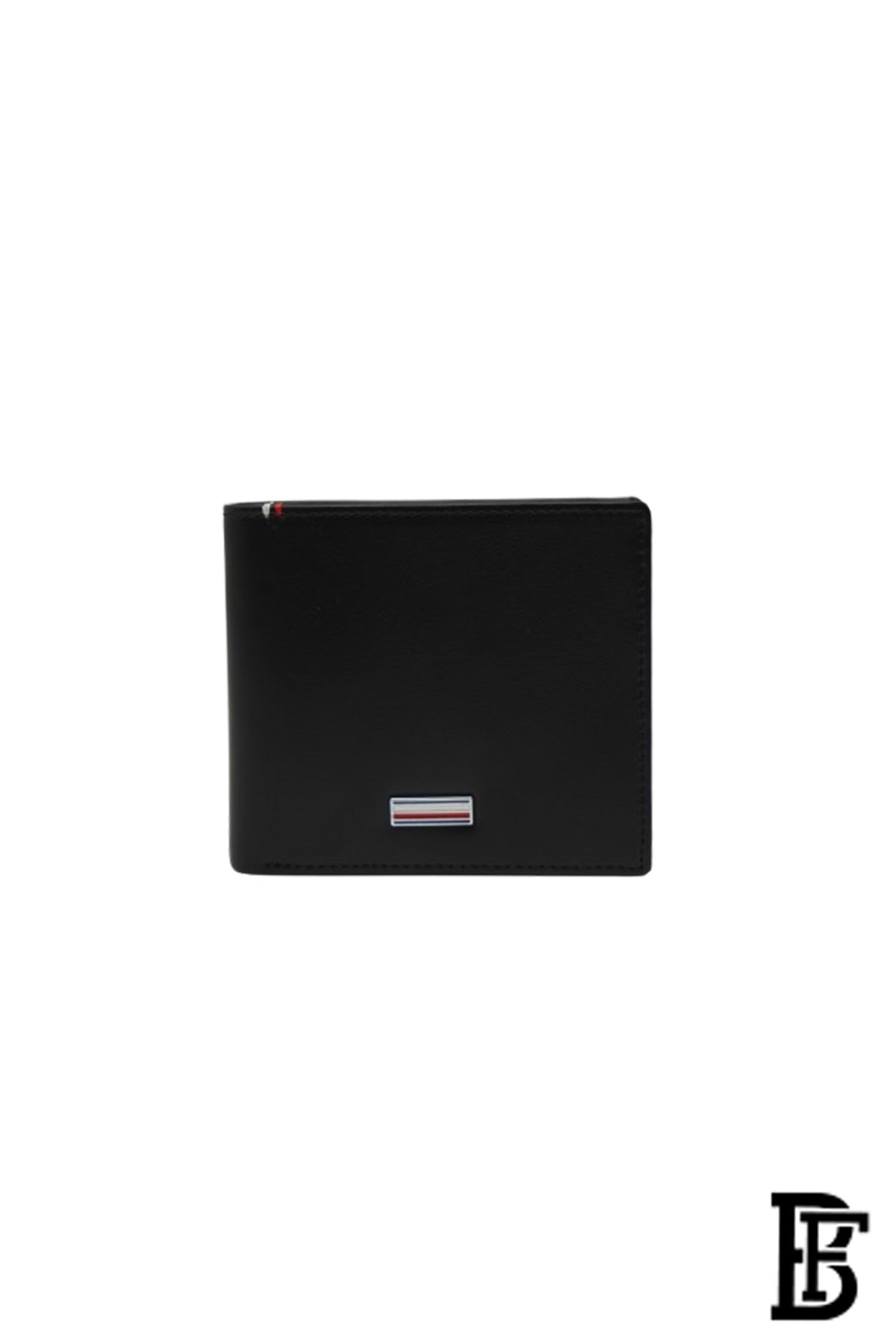 Tommy Hilfiger Wallet is a one to face solid style covered in light/black leather image 2