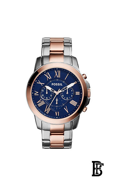FOSSIL FS5024  Men's Water Resistant Chronograph Watch - 44 mm - Rose Gold/Silver + Gift perfume tester 30 ml image 2