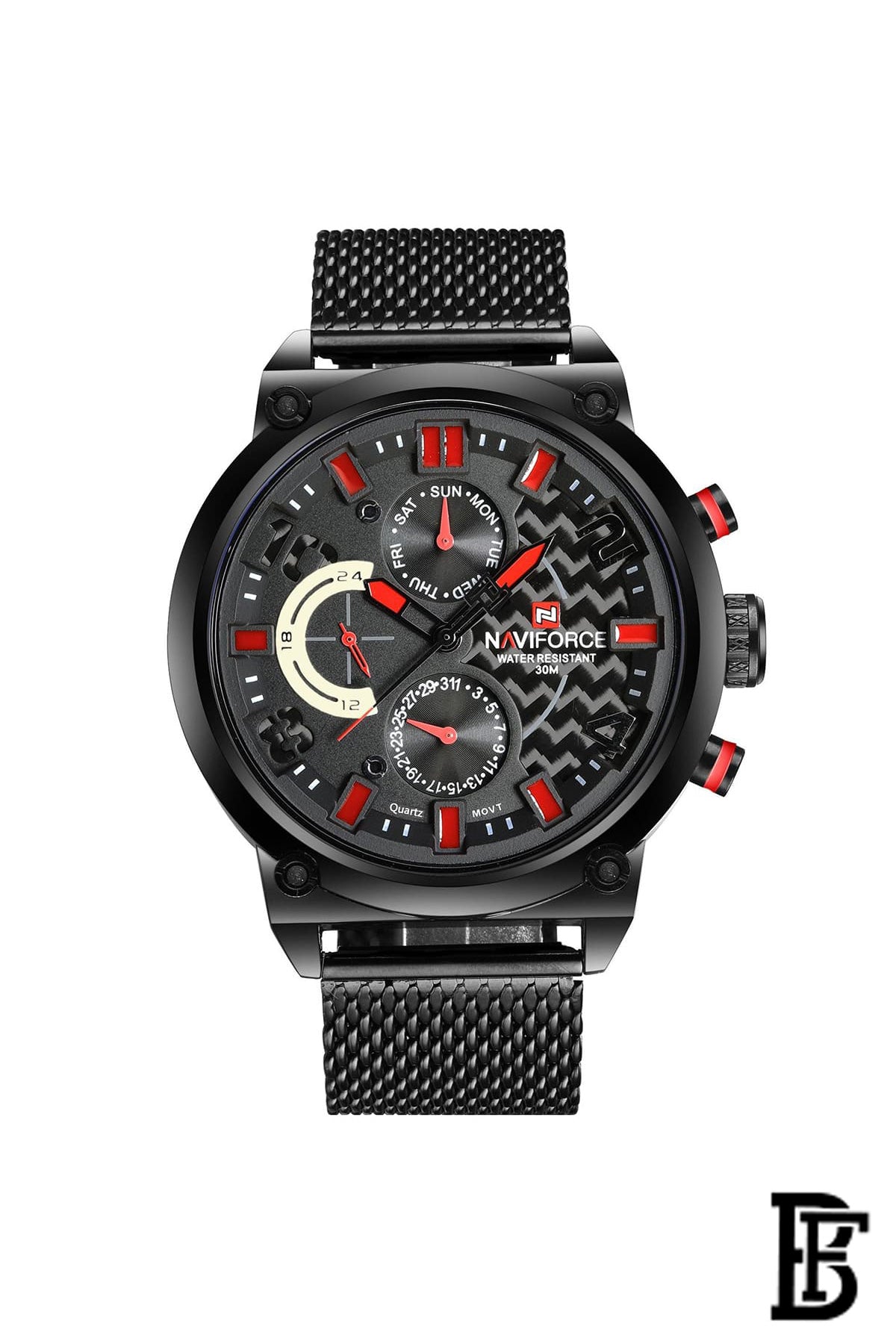 NAVIFORCE NF9068S B/R/B MEN'S Stainless Steel Wrist Watch image 1