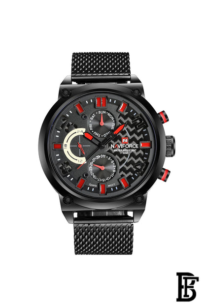 NAVIFORCE NF9068S B/R/B MEN'S Stainless Steel Wrist Watch image 1
