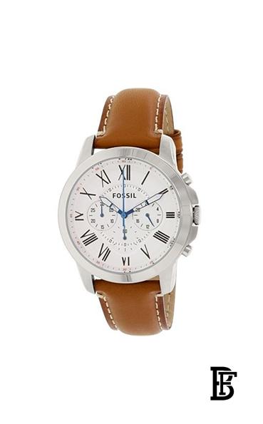 FOSSILMen's Grant White Dial Leather Band Chronograph Watch FS5060 image 1