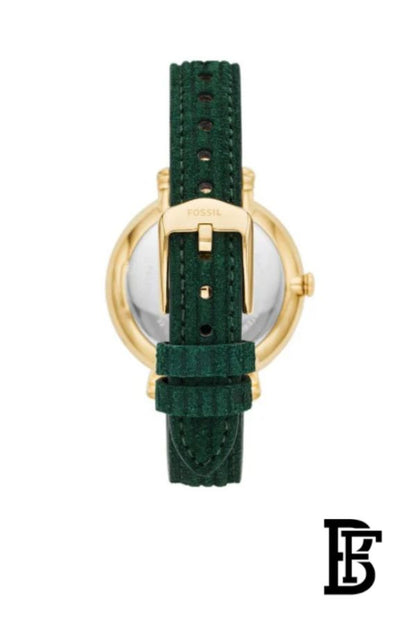 Fossil Jacqueline Multifunction Moonphase Mother of Pearl White Dial Green Leather Strap Watch for Women - ES5244 image 2
