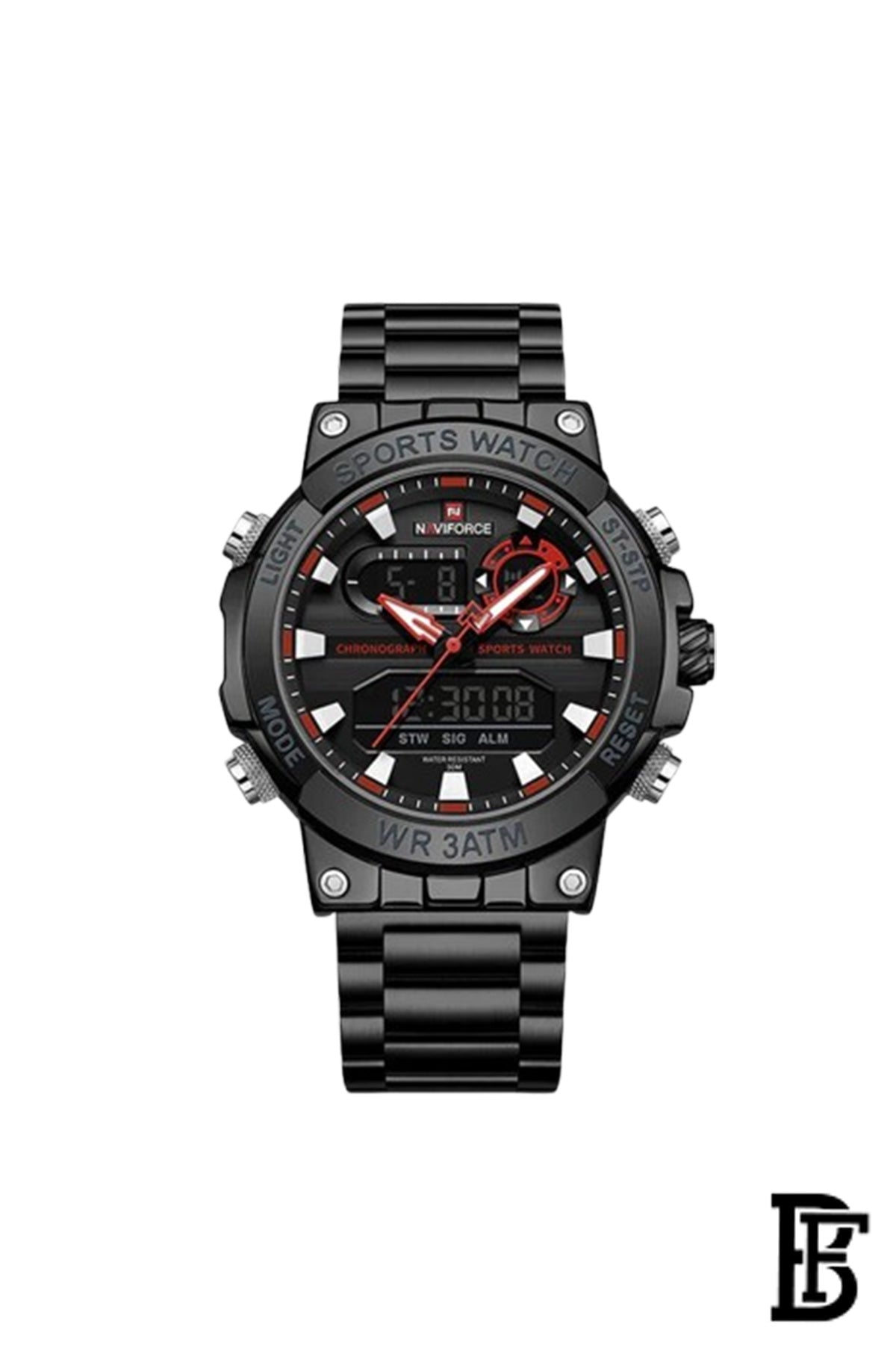 NAVIFORCE NF9237 B/R/B  MEN'S Stainless Steel Analog Wrist Watch image 1