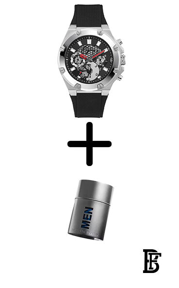 GUESS GW0334G1 Men's Textured Silicone Strap Watch + Gift perfume tester 30 ml image 1