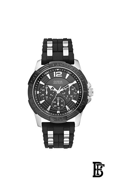 GUESS Men's Water Resistant Analog Watch W0366G1 - 36 mm - Black/Silver + Gift perfume Tester 30 ml image 2
